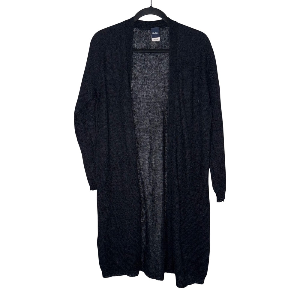 Max Mara Leisure Charcoal Grey Mohair Knit Longline Open‎ Cardigan Made in Italy